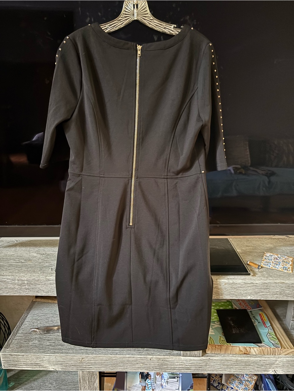 Black Stud-Accent Midi Sheath Dress - Picture 6 of 6